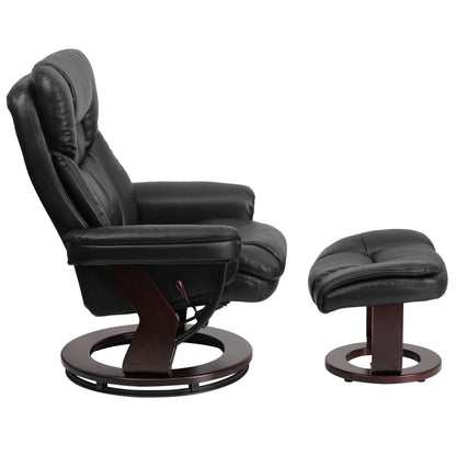 Fauteuil inclinable multi-positions contemporain et pouf incurvé avec base pivotante