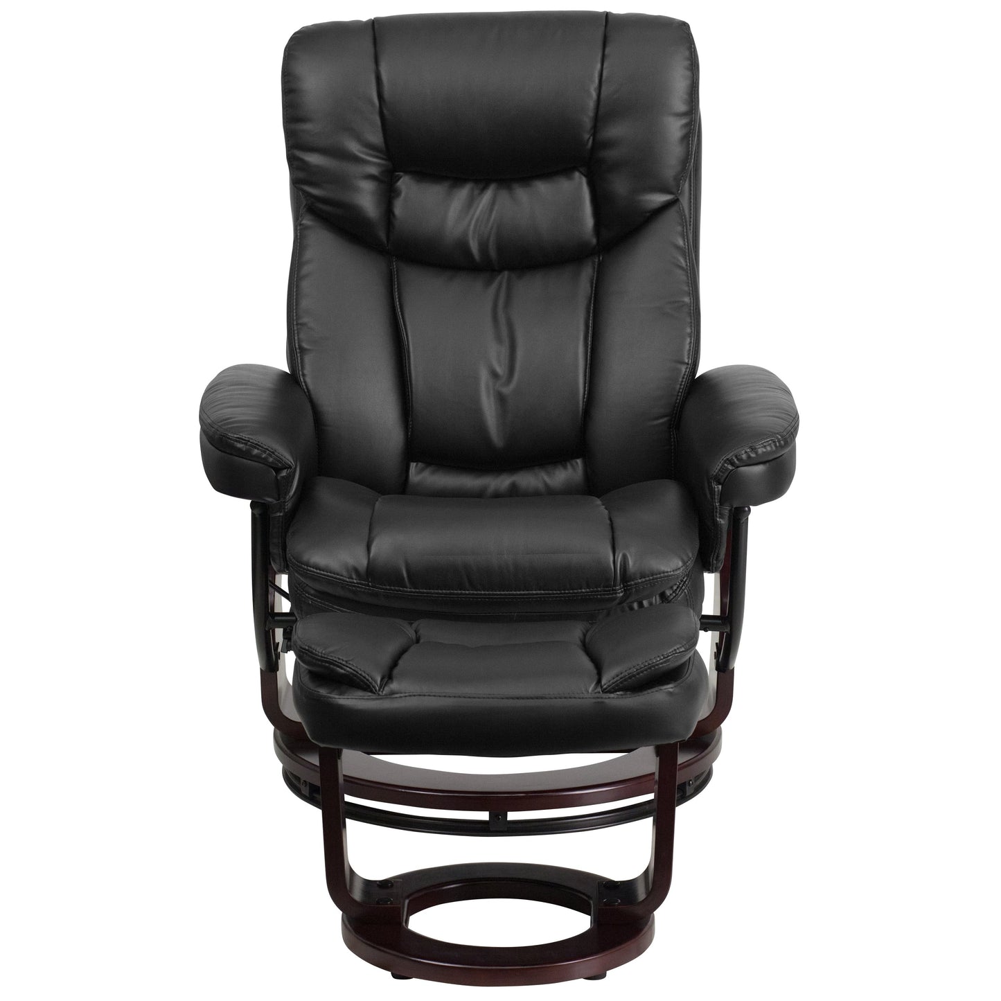 Fauteuil inclinable multi-positions contemporain et pouf incurvé avec base pivotante