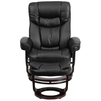 Fauteuil inclinable multi-positions contemporain et pouf incurvé avec base pivotante