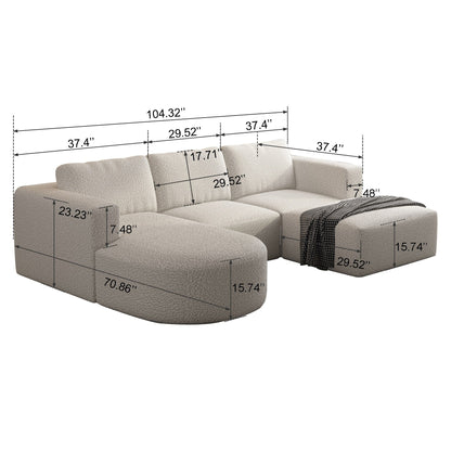 Canapé convertible modulable en U 104,32 x 70,86 cm avec méridienne, pouf et éponge compressée pour le salon