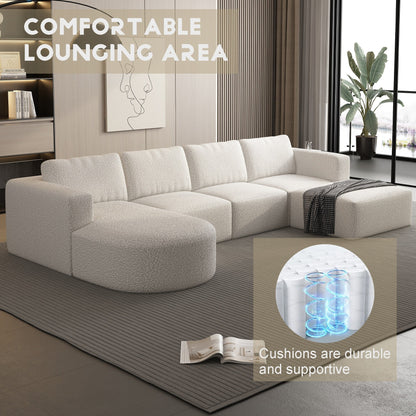 Canapé convertible modulable en U 104,32 x 70,86 cm avec méridienne, pouf et éponge compressée pour le salon
