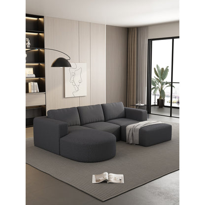 Canapé convertible modulable en U 104,32 x 70,86 cm avec méridienne, pouf et éponge compressée pour le salon