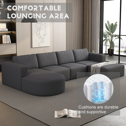 Canapé convertible modulable en U 104,32 x 70,86 cm avec méridienne, pouf et éponge compressée pour le salon
