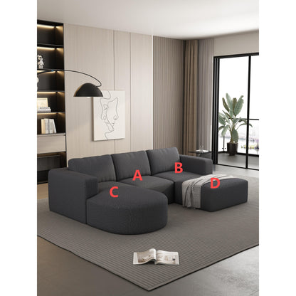 Canapé convertible modulable en U 104,32 x 70,86 cm avec méridienne, pouf et éponge compressée pour le salon