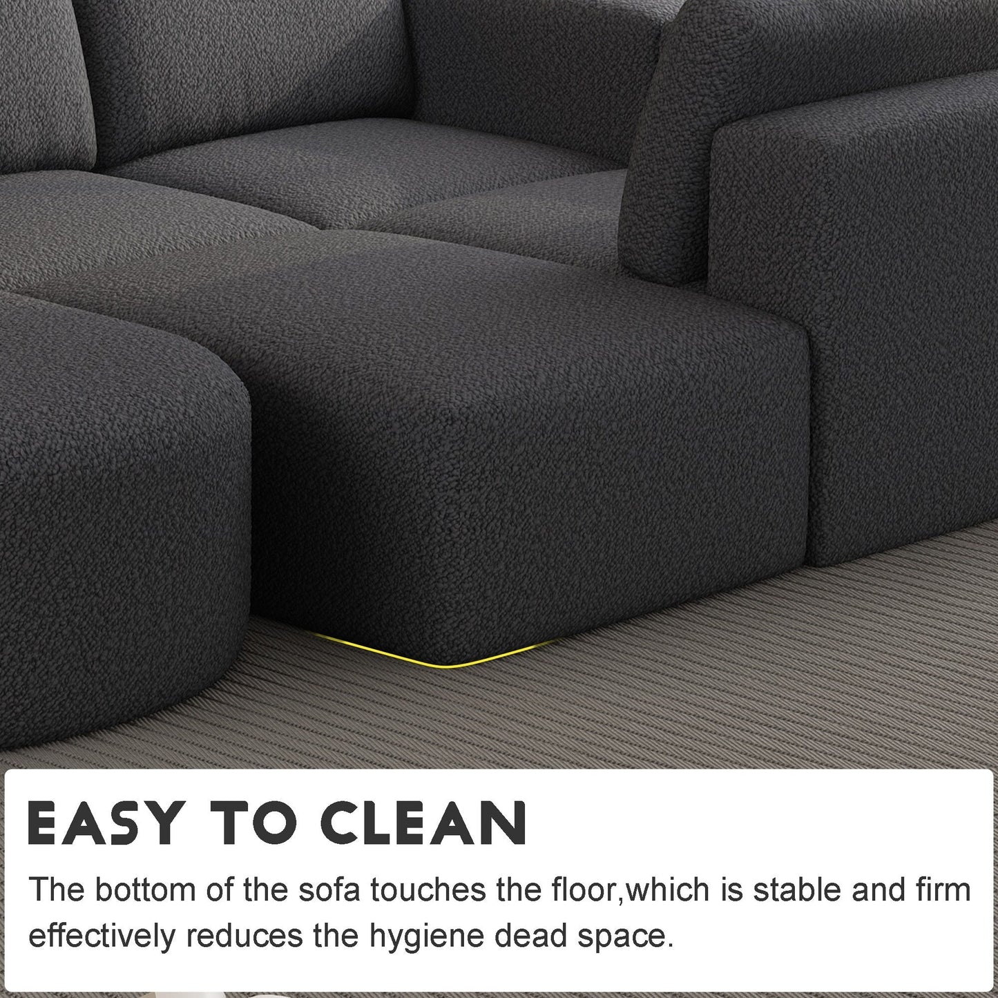 Canapé convertible modulable en U 104,32 x 70,86 cm avec méridienne, pouf et éponge compressée pour le salon