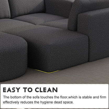 Canapé convertible modulable en U 104,32 x 70,86 cm avec méridienne, pouf et éponge compressée pour le salon