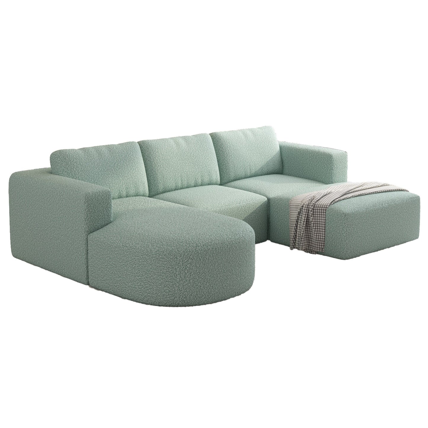 Canapé convertible modulable en U 104,32 x 70,86 cm avec méridienne, pouf et éponge compressée pour le salon