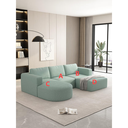 Canapé convertible modulable en U 104,32 x 70,86 cm avec méridienne, pouf et éponge compressée pour le salon