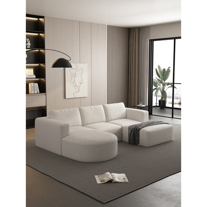 Canapé convertible modulable en U 104,32 x 70,86 cm avec méridienne, pouf et éponge compressée pour le salon