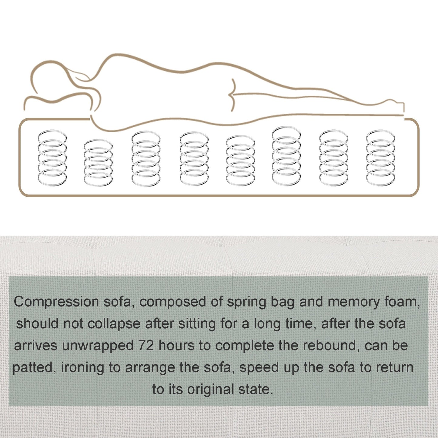 Canapé convertible modulable en U 104,32 x 70,86 cm avec méridienne, pouf et éponge compressée pour le salon