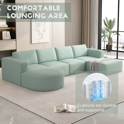 Canapé convertible modulable en U 104,32 x 70,86 cm avec méridienne, pouf et éponge compressée pour le salon