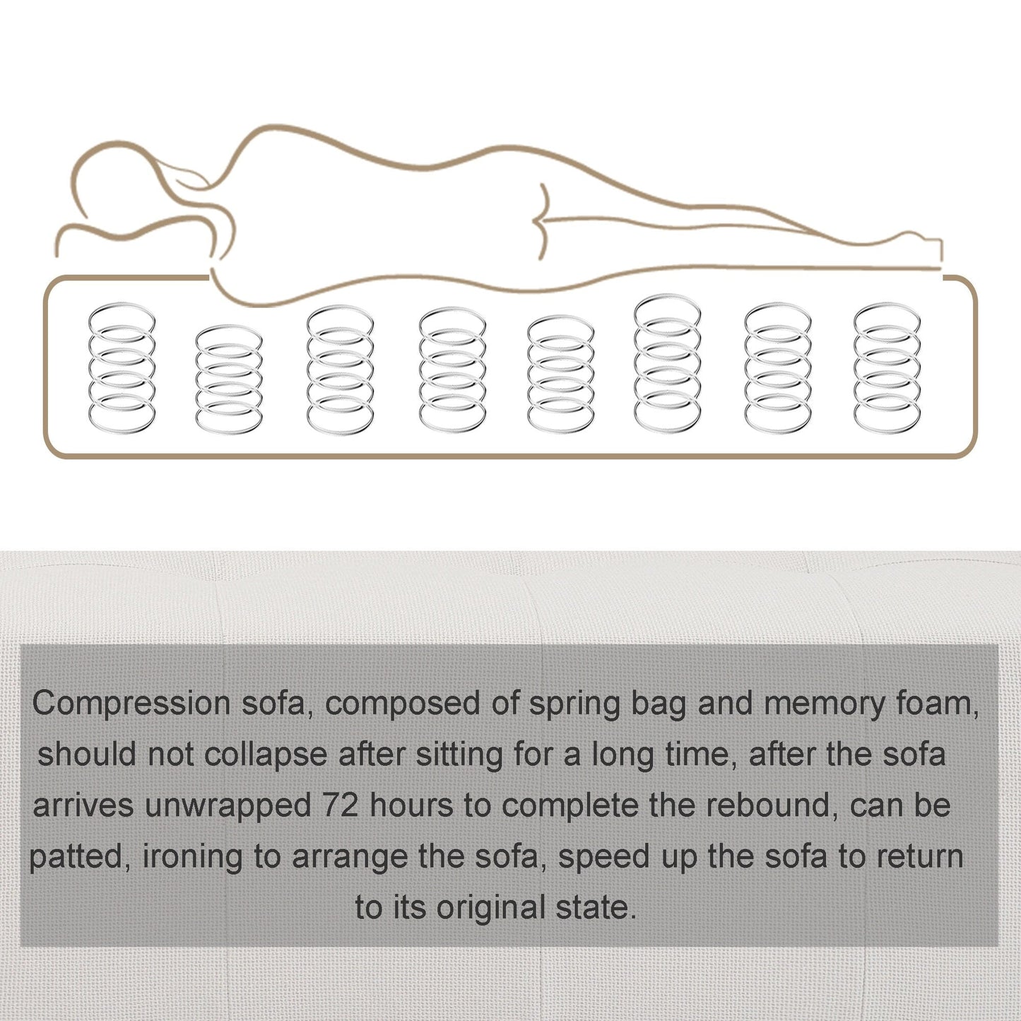 Canapé convertible modulable en U 104,32 x 70,86 cm avec méridienne, pouf et éponge compressée pour le salon