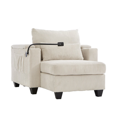 Canapé-lit convertible en velours côtelé avec port USB et deux porte-gobelets