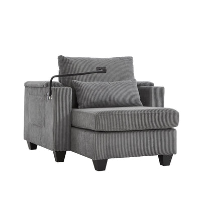 Canapé-lit convertible en velours côtelé avec port USB et deux porte-gobelets