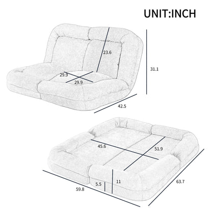 Canapé-lit double convertible avec fonction dépliante pour des options d'assise et de couchage polyvalentes