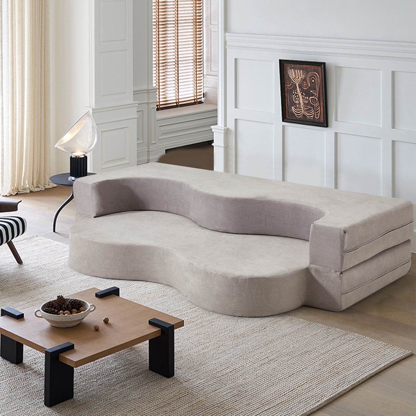 Canapé-lit convertible pliable avec mousse haute densité pour salon, chambre d'amis et chambre à coucher