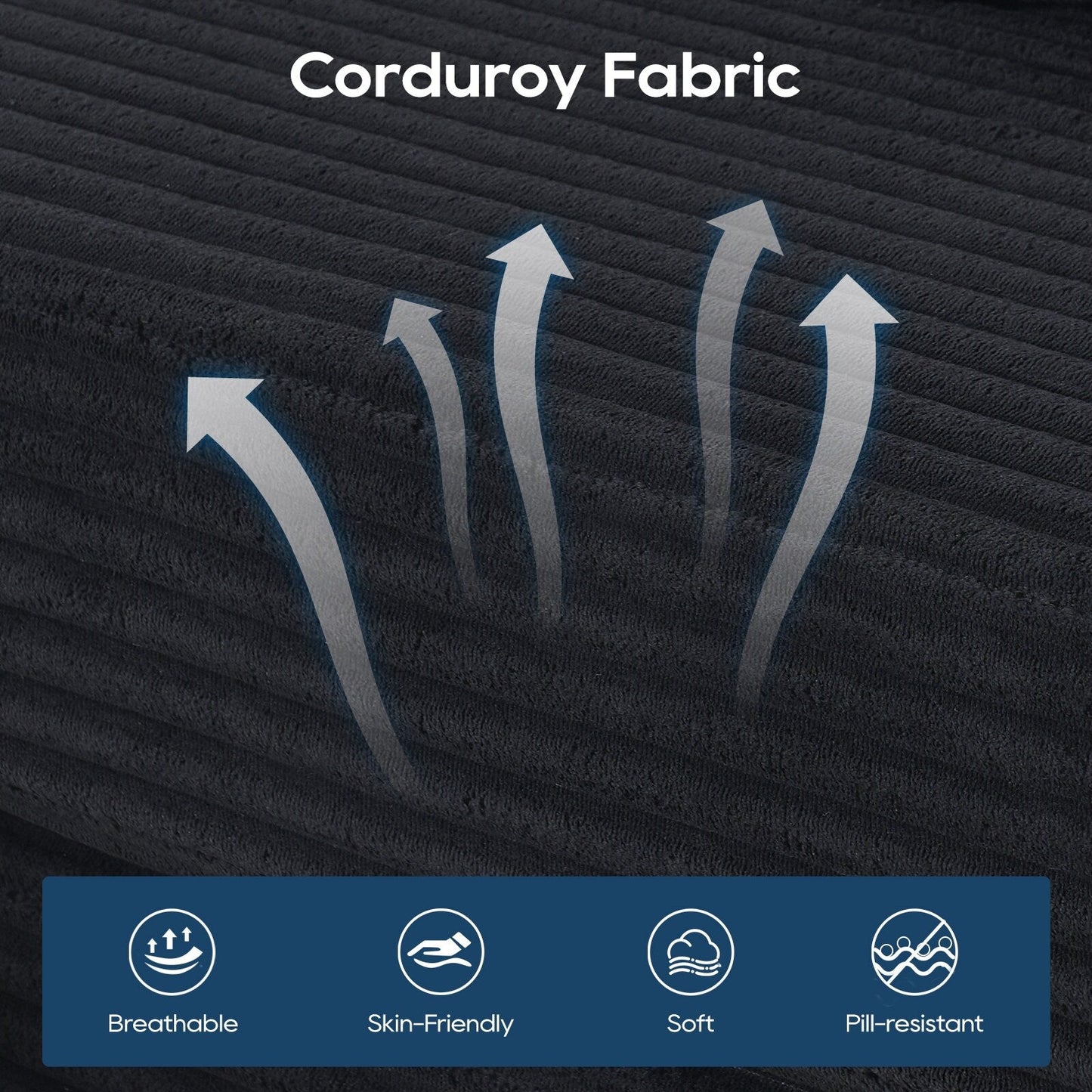 Canapé convertible sectionnel en velours côtelé en forme de L, canapé modulaire 3 places avec cadre en acier pour chambres et cinéma maison