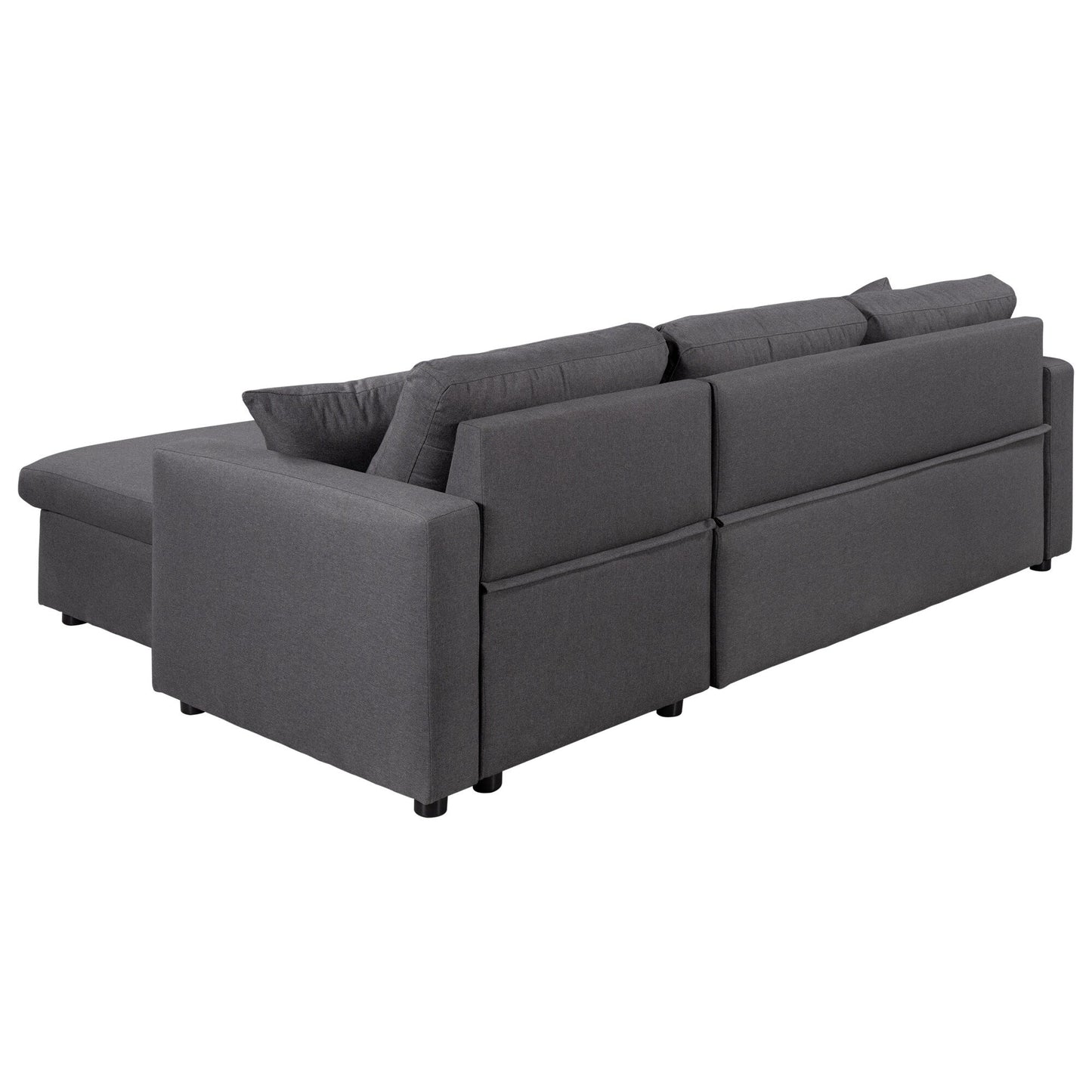 Canapé convertible en L avec lit gigogne et espace de rangement, 2 coussins d'appoint
