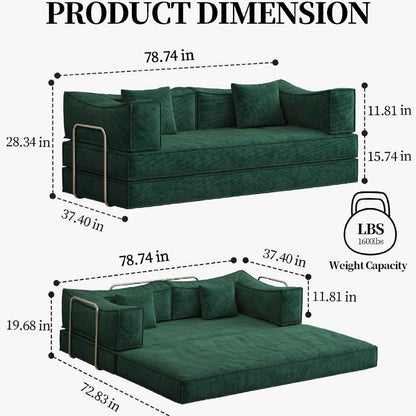 Canapé convertible Pudding Block, canapé-lit sur pied avec accoudoirs