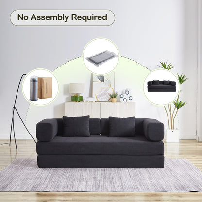 Canapé-lit convertible avec oreiller, matelas pliant 4 en 1 en velours côtelé avec cadre fixe