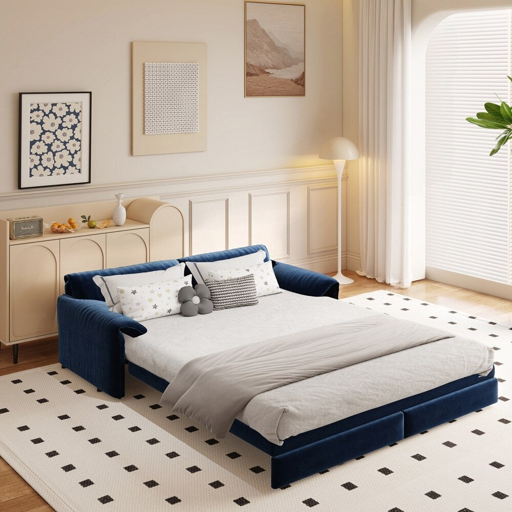 Canapé-lit convertible multifonctionnel en velours