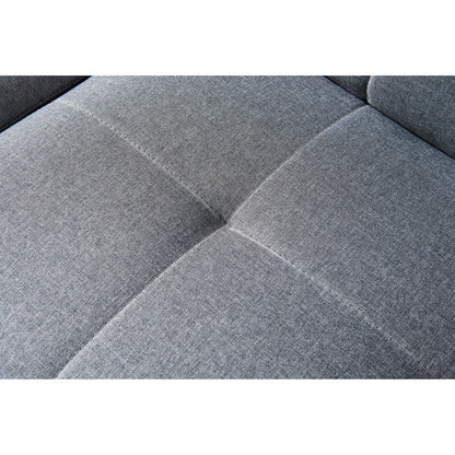 Canapé-lit futon convertible avec pieds en bois massif et tissu lin gris