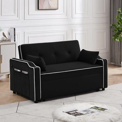 Canapé-lit convertible 3 en 1 multifonction en velours avec lit gigogne