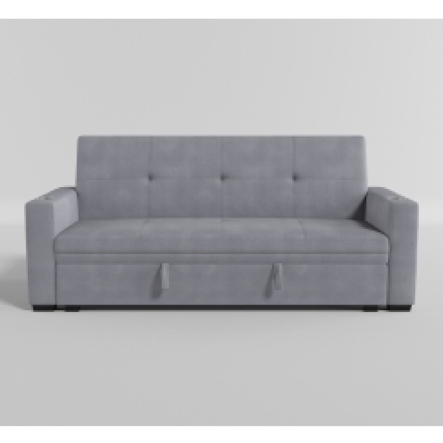 Canapé convertible, dossier en velours capitonné gris, ports de chargement USB, 84 pouces