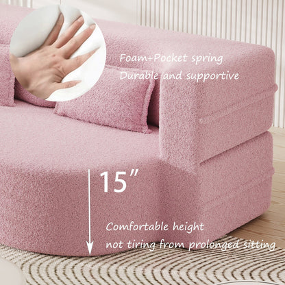 Canapé-lit convertible en tissu Teddy rempli de mousse