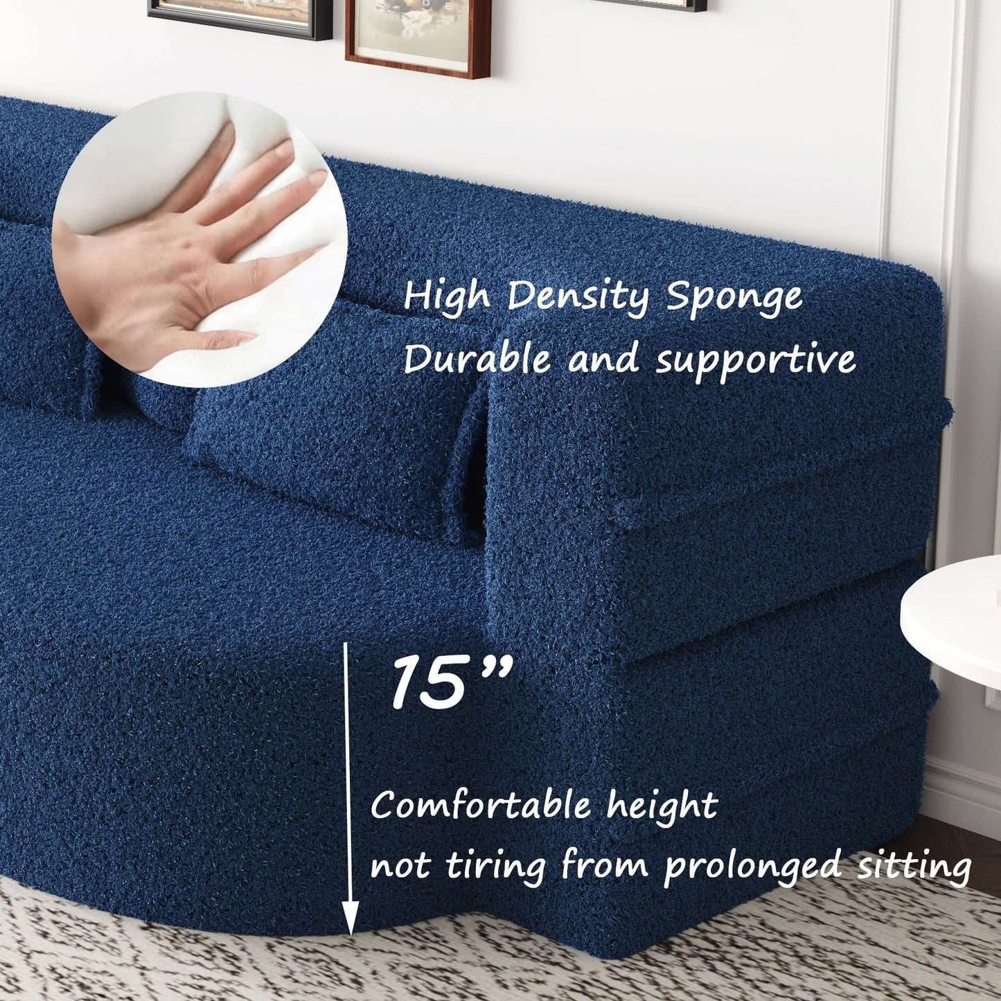 Canapé-lit convertible en tissu Teddy rempli de mousse