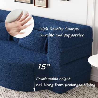 Canapé-lit convertible en tissu Teddy rempli de mousse