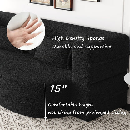 Canapé-lit convertible en tissu Teddy rempli de mousse