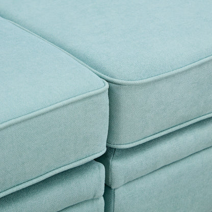 Canapé modulable en U convertible avec pouf de rangement et méridienne réversible pour salon