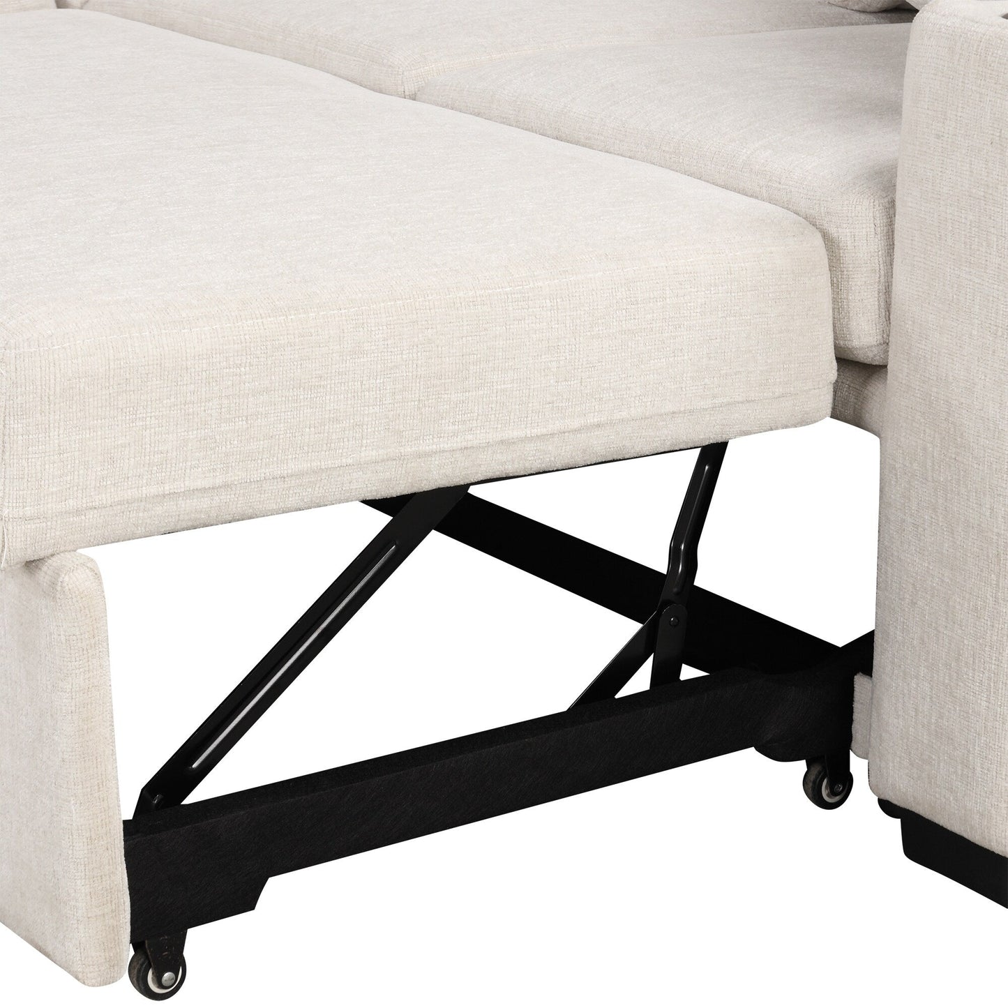 Canapé convertible en U avec lit gigogne, ports USB et porte-gobelets pour le salon