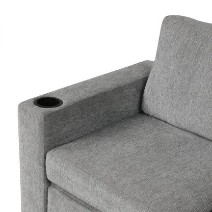 Canapé convertible en U avec lit gigogne, ports USB et porte-gobelets pour le salon