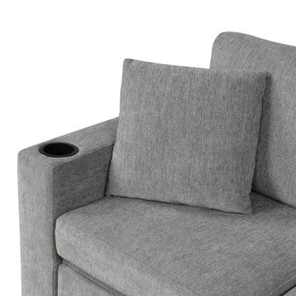 Canapé convertible en U avec lit gigogne, ports USB et porte-gobelets pour le salon