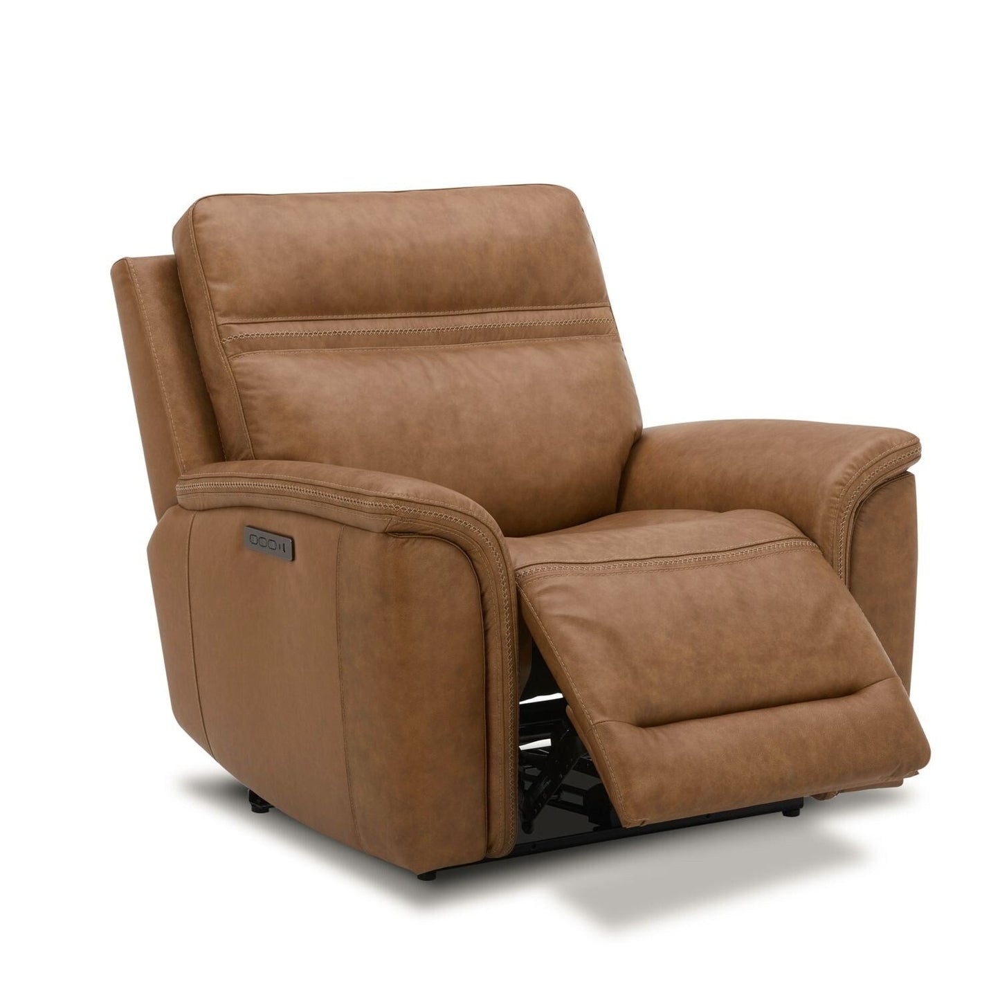 Fauteuil inclinable électrique en cuir Cooper - Camel