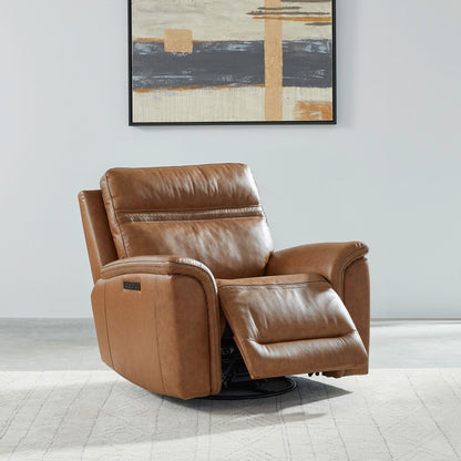Fauteuil inclinable électrique en cuir Cooper - Camel