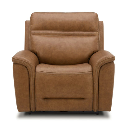 Fauteuil inclinable électrique en cuir Cooper - Camel