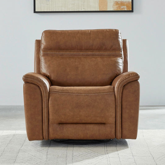 Fauteuil inclinable électrique en cuir Cooper - Camel
