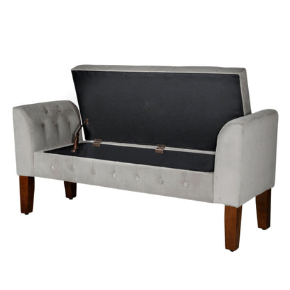 Banc de rangement style canapé en velours gris colombe Copper Grove Arum