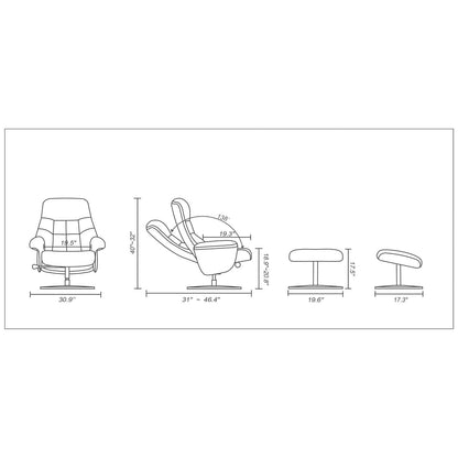 Fauteuil inclinable et pouf en cuir pleine fleur Copper Grove Caret