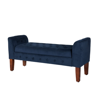 Banc/canapé de rangement en velours bleu marine Malakoff de Copper Grove