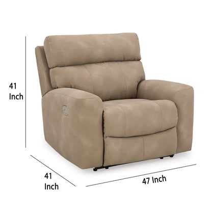 Fauteuil inclinable électrique Corbin, réglable, port USB, similicuir marron