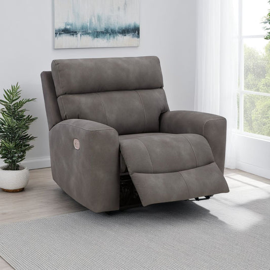 Fauteuil inclinable électrique Corbin, réglable, port USB, similicuir gris