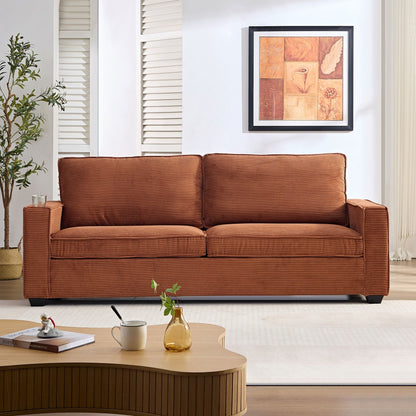 Canapé 3 places en velours côtelé avec porte-gobelet et rangement