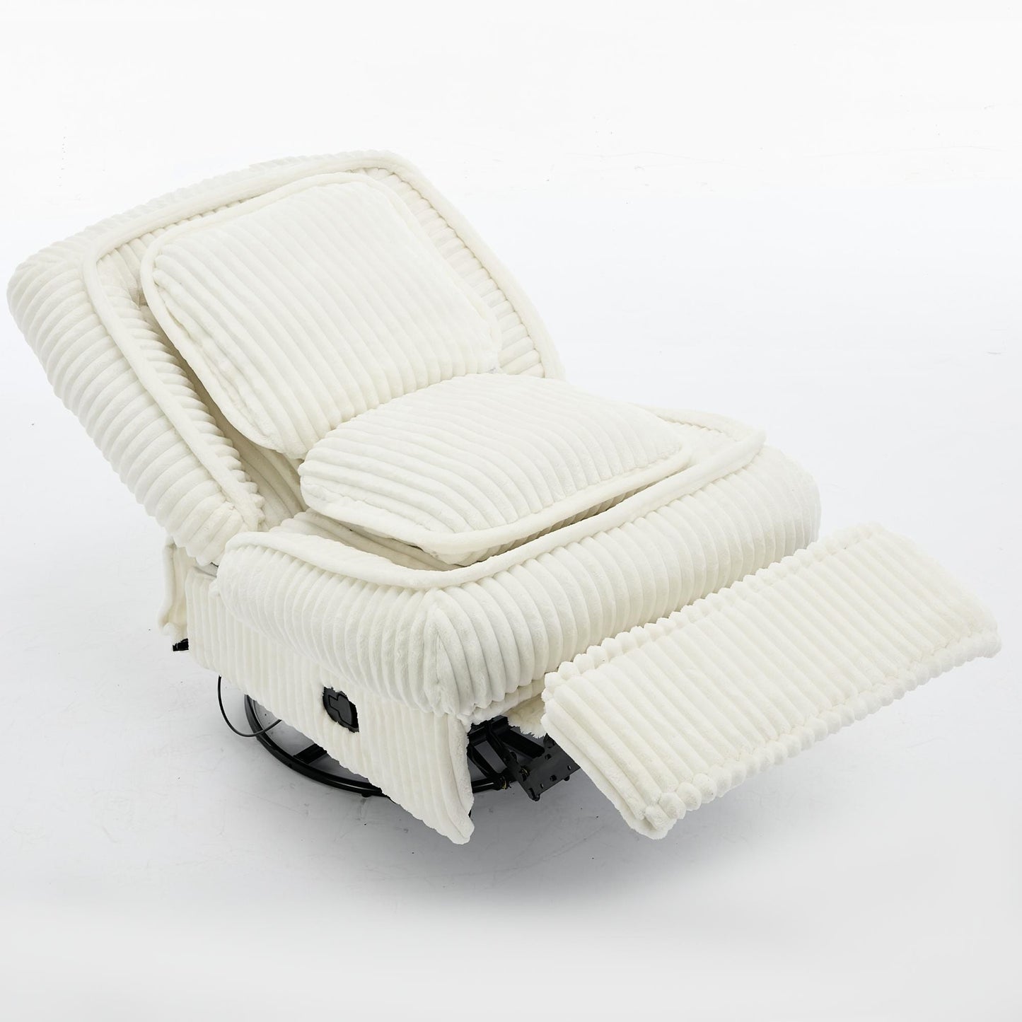 Fauteuil inclinable pivotant à 360° en velours côtelé avec coussins