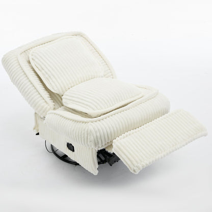 Fauteuil inclinable pivotant à 360° en velours côtelé avec coussins