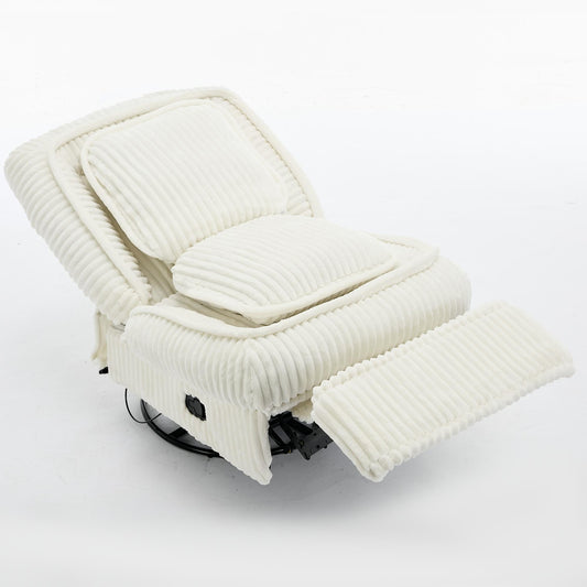 Fauteuil inclinable pivotant à 360° en velours côtelé avec coussins