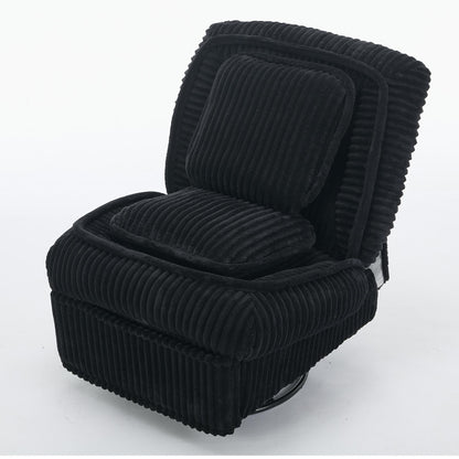 Fauteuil inclinable pivotant à 360° en velours côtelé avec coussins